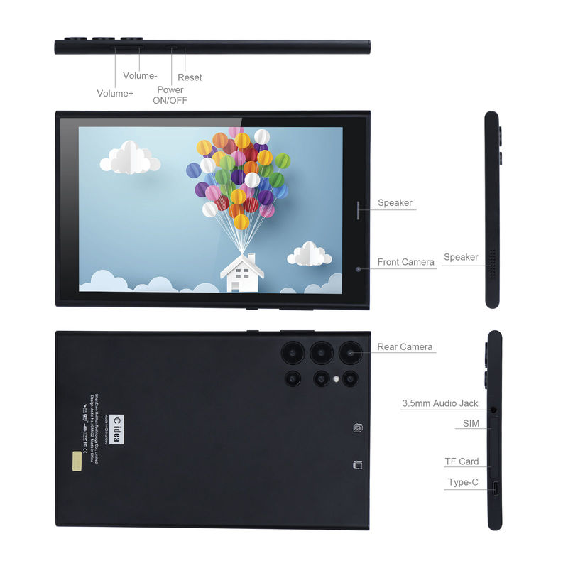 ایده C 8 اینچ Android Tablet PC 8GB RAM 512GB ROM Quad Core 800 * 1280 تبلت های HD با WIFI / سیم کارت CM822 (سیاه)
