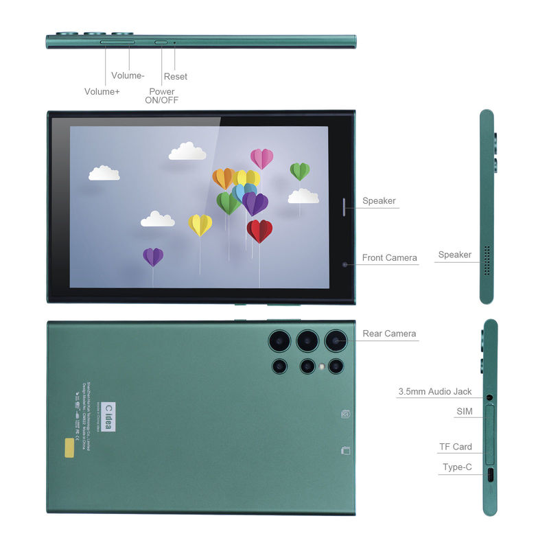 ایده C 8 اینچ Smart Tablet PC با کیس ضدصدمه 128GB ROM 800x1280 IPS صفحه نمایش لمسی برای خواندن سبز CM822
