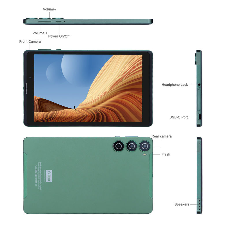 ایده C سیم پشتیبانی قرص سبز PC 8GB رم 256GB ROM 800x1280 IPS صفحه نمایش HD قرص با کیس CM835