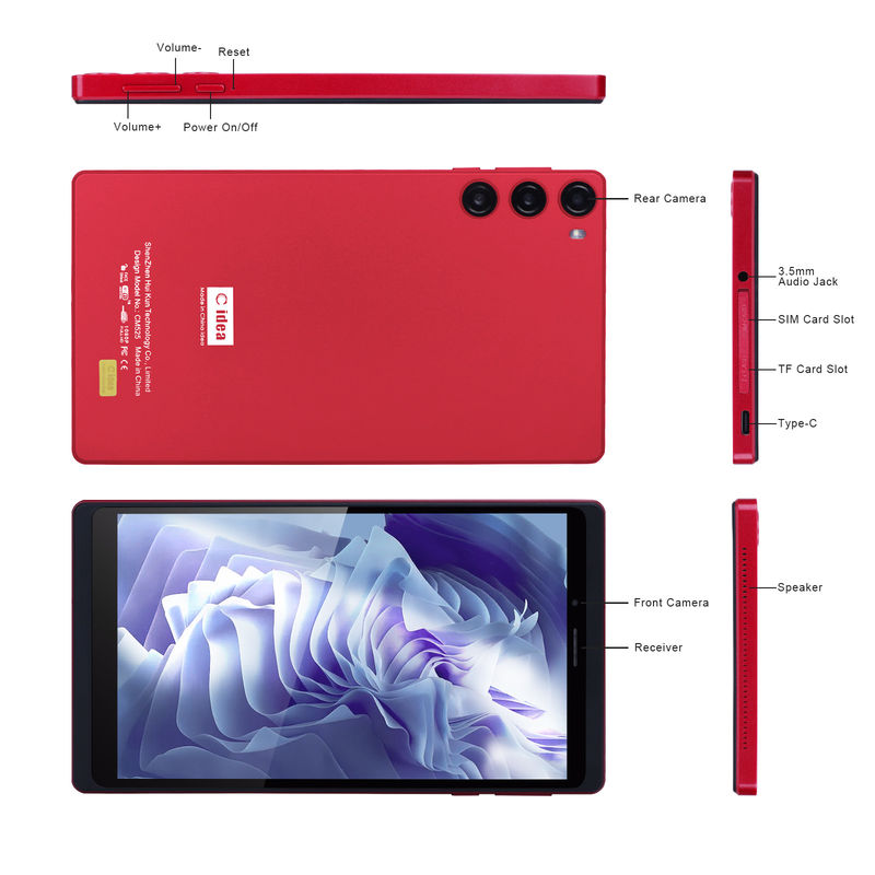 C Idea 7 Inch Tablet 6GB RAM 128GB ROM با سیم کارت Android Tablet PC برای دانش آموزان CM525 قرمز