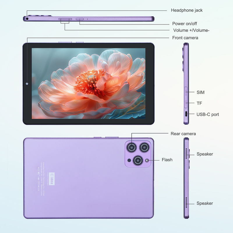 ایده C 9 اینچ اندروید 12 تبلت 8GB رم 512GB ROM 5MP + 8MP دو دوربین WIFI تبلت با سیم کارت CM915 ( بنفش)