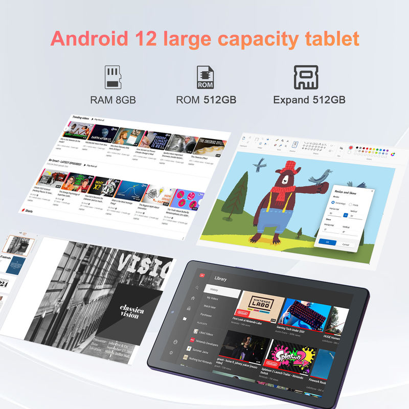 ایده C 9 اینچ اندروید 12 تبلت 8GB رم 512GB ROM 5MP + 8MP دو دوربین WIFI تبلت با سیم کارت CM915 ( بنفش)