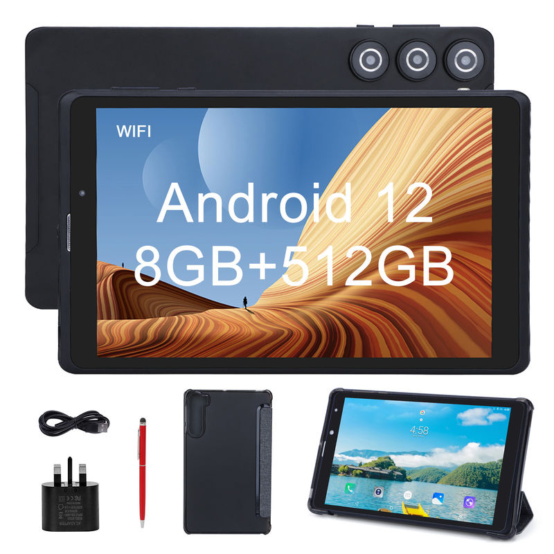 C idea 8 اینچ Android Tablet Pc تولید کننده با اندروید 12 Quad Core 8GB+512GB ذخیره سازی IPS HD Display CM835 ((سیاه)