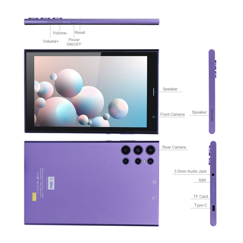 ایده C 8 اینچ Android Tablet PC 8GB RAM 512GB ROM Quad Core 800 * 1280 تبلت های HD با WIFI / سیم کارت CM822 ( بنفش)