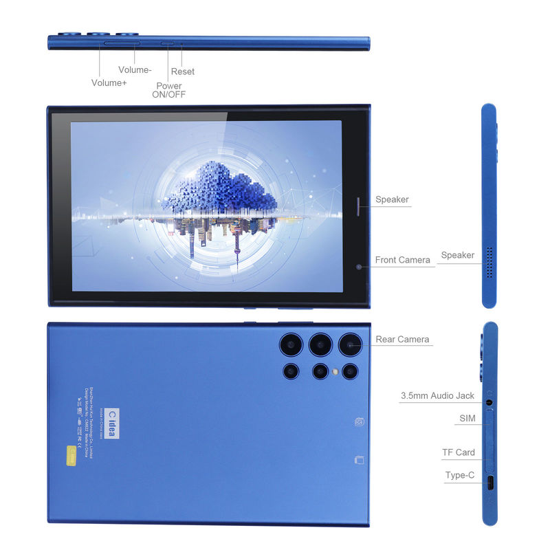 ایده C 8 اینچ Android Tablet PC 8GB RAM 512GB ROM Quad Core 800 * 1280 تبلت های HD با WIFI / سیم کارت CM822 (آبی)