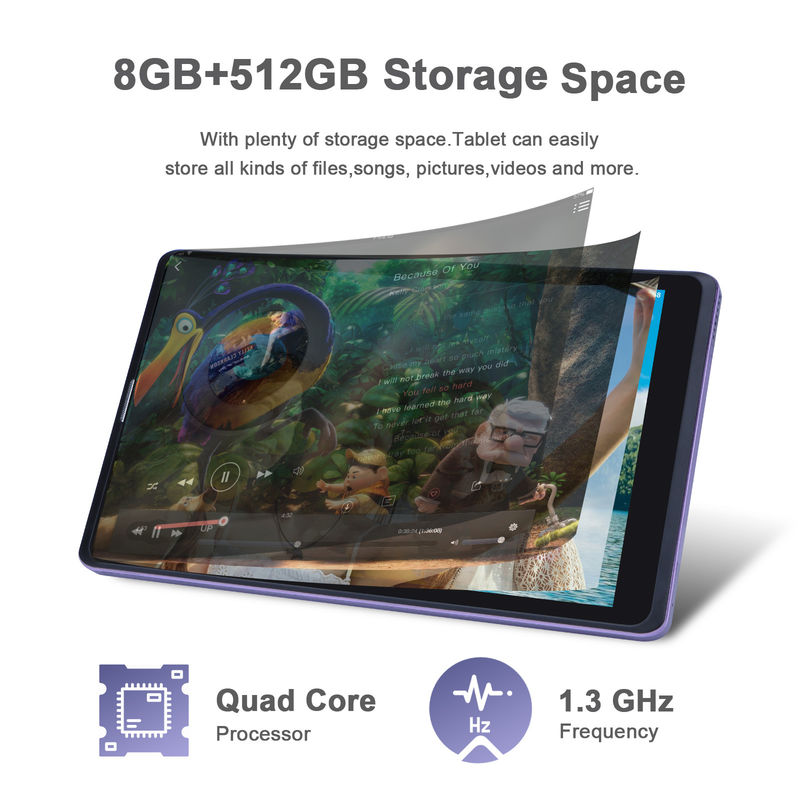 C idea 8 اینچ Android Tablet Pc تولید کننده با اندروید 12 Quad Core 8GB+512GB ذخیره سازی IPS HD Display CM835 (( بنفش)