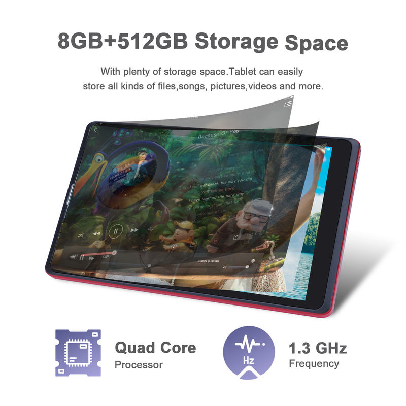 C idea 8 اینچ Android Tablet Pc تولید کننده با اندروید 12 Quad Core 8GB+512GB ذخیره سازی IPS HD Display CM835 (( قرمز)