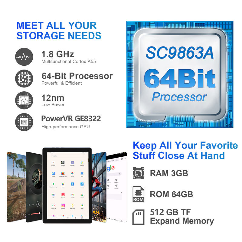 ایده C 3GB رم 64GB ROM 10 اینچ اندروید تبلت PC 512GB Expand HD IPS Display CM9000 Space Gray