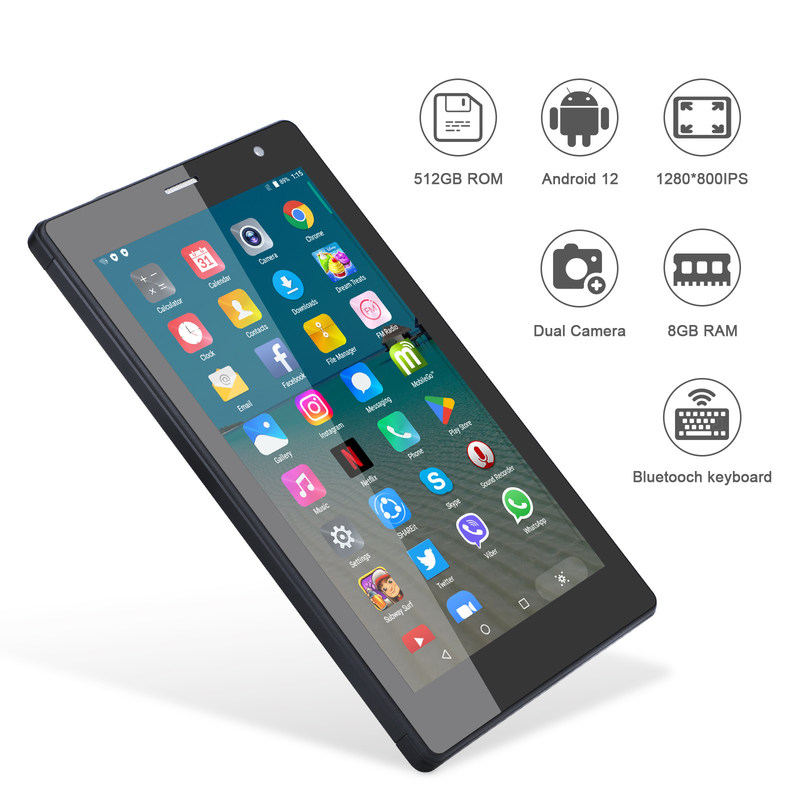 ایده C 7 اینچ تبلت های هوشمند اندرویدی 8+512GB تبلت های وای فای چهار هسته ای صفحه لمسی اچ دی CM513 ((سیاه)
