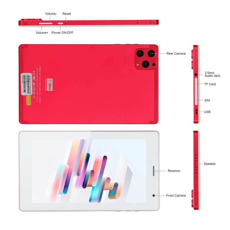 ایده C 7 اینچ تبلت های هوشمند اندرویدی 8+512GB تبلت های وای فای چهار هسته ای صفحه لمسی اچ دی CM513 ((قرمز)