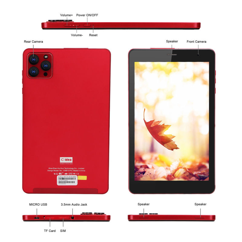 ایده C 8 اینچ اندروید 12 تبلت 6GB رم 512GB رم 8000mAh باتری 5+8MP دوربین CM813 پرو قرمز