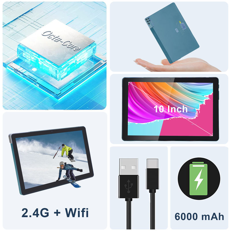 ایده C 256ROM 10 اینچ تبلت PC دوگانه 5MP + 8MP دوربین چهار هسته ای با صفحه کلید کیس CM7000 آبی
