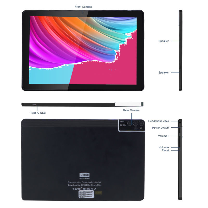 ایده C 800x1280 IPS 10 اینچ تبلت PC با کیس 256GB ROM چهار هسته ای دوگانه 5MP + 8MP دوربین HD IPS صفحه نمایش CM7000 سیاه