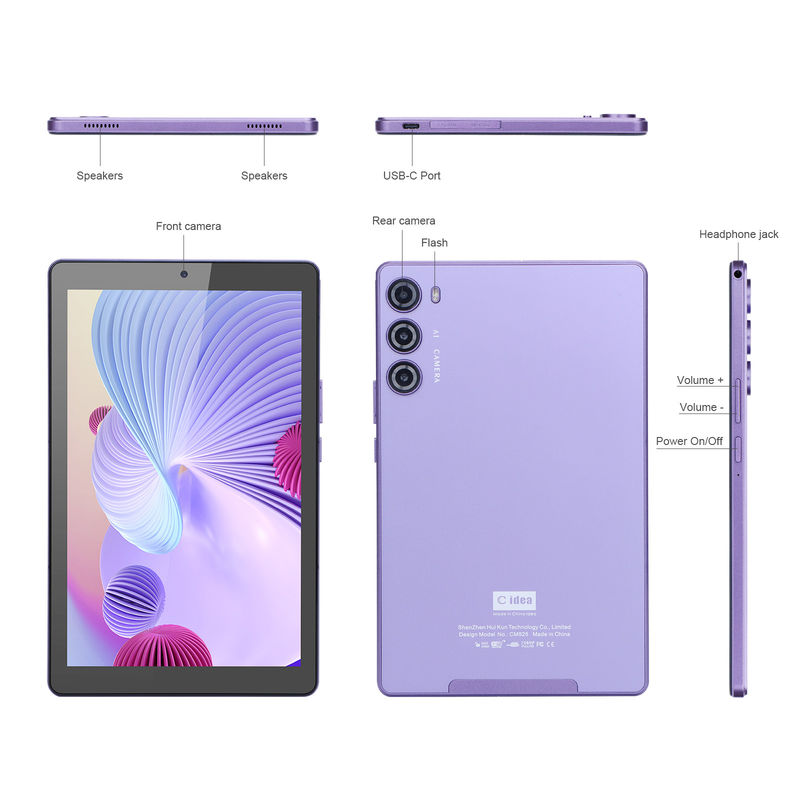 ایده C ارغوانی 256GB ROM 9 اینچ تبلت PC با صفحه نمایش 800x1280 IPS ظرفیت باتری 8000mAh با محافظ کیس CM925