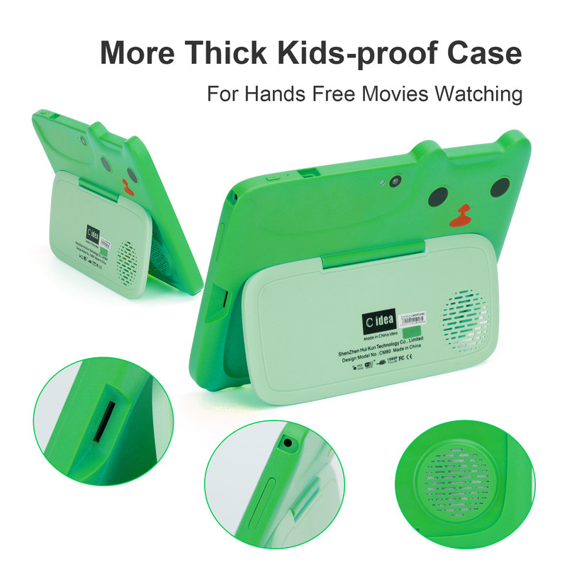 ایده C سبز صفحه نمایش 7 اینچ اچ دی اندروید 9 تبلت کودک با کیس ضدصدمه باتری 5000mAh CM80 سبز