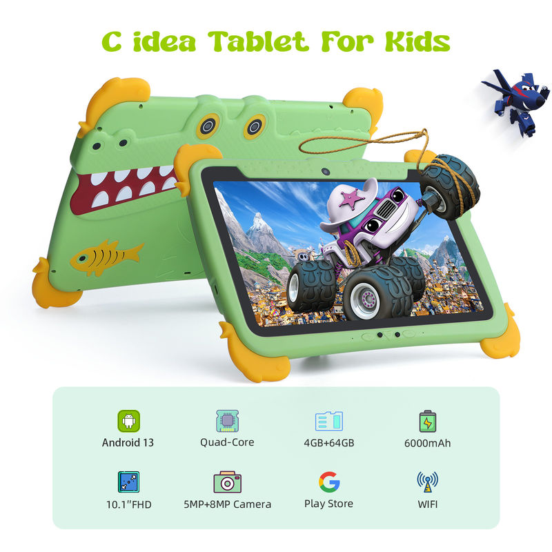 C Idea Kids Tablet 10.1 اینچ Android Tablet PC با محافظ چشم 1280*800 صفحه نمایش پیش نصب IWAWA برای آموزش