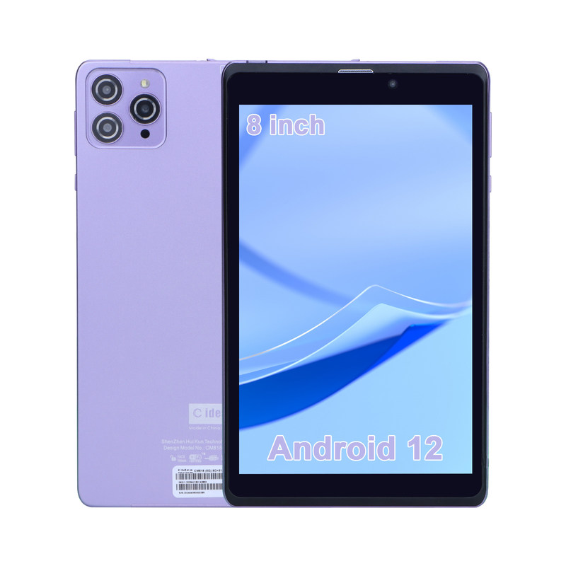 C Idea Portable 8 In Android Tablet PC 8GB RAM 512 GB اندروید 12 تبلت آی پی اس اچ دی صفحه نمایش چهار هسته ای CM818 بنفش