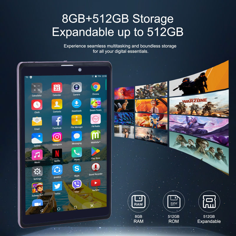 ایده C 8 اینچ اندروید 12 تبلت 8000mAh باتری 5 + 8MP دوربین 8GB رم 512GB رم برای آموزش یادگیری CM818 صورتی