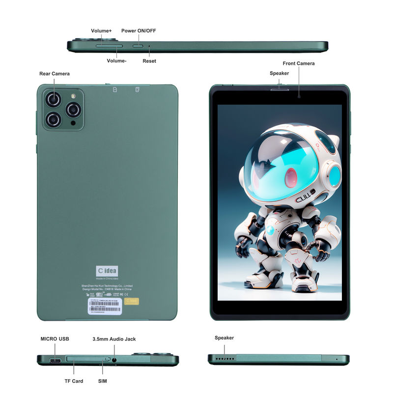 ایده C قابل حمل 8 اینچ Android Tablet PC با اندروید 12 Quad Core CPU 8GB RAM 512GB ذخیره سازی IPS صفحه نمایش HD CM818-سبز