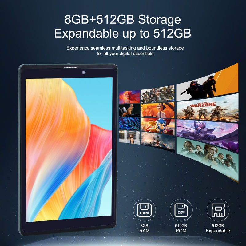 ایده C قابل حمل 8 اینچ Android Tablet PC با اندروید 12 Quad Core CPU 8GB RAM 512GB ذخیره سازی IPS صفحه نمایش HD CM818-سبز