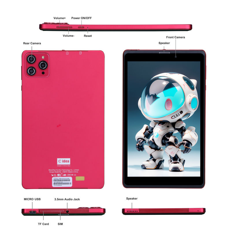 ایده C 8 اینچ اندروید 12 تبلت 8GB رم 512GB رم 8000mAh باتری 5+8MP دوربین برای نوجوانان با پشتیبانی سیم کارت CM818 قرمز