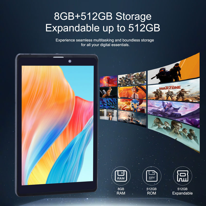 ایده C اندروید تبلت PC دوربین دوگانه 8 اینچ 1280x800 IPS صفحه نمایش HD اندروید 12 تبلت برای نوجوانان CM818 خاکستری
