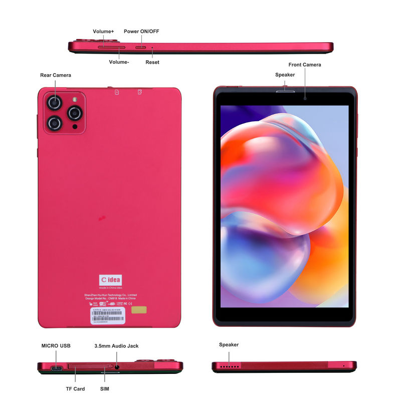 ایده C 8 اینچ اندروید 12 تبلت 8GB رم 512GB رم 8000mAh باتری 5+8MP دوربین برای دانش آموز با پشتیبانی سیم کارت CM818 قرمز