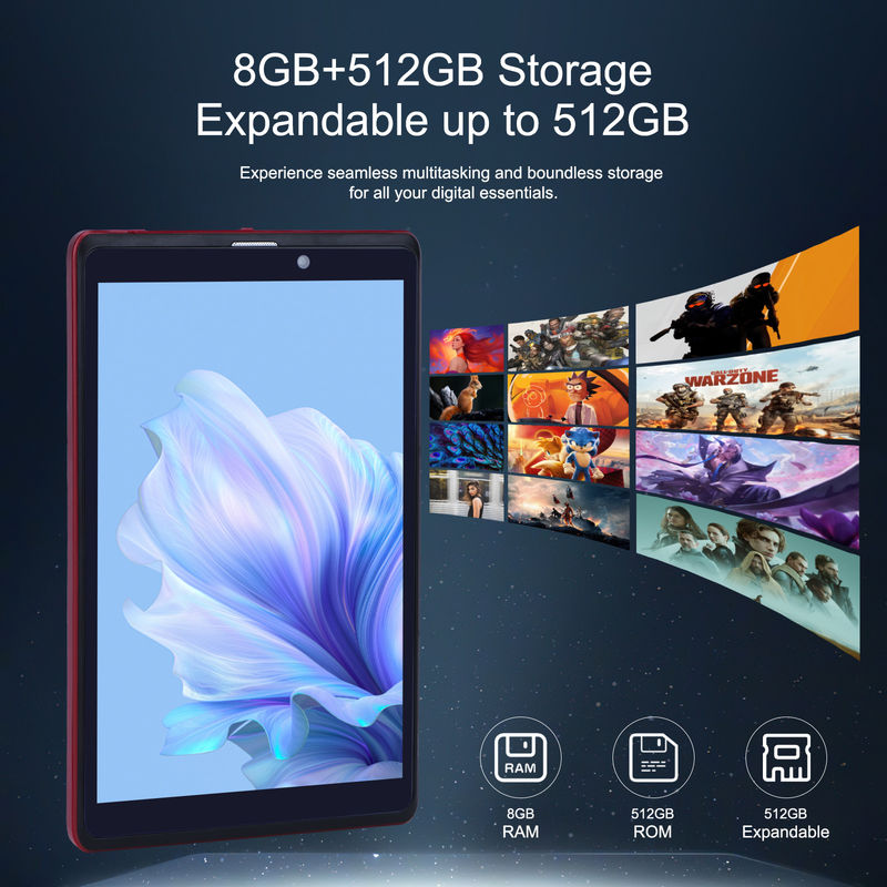 ایده C 8 اینچ اندروید 12 تبلت 8GB رم 512GB رم 8000mAh باتری 5+8MP دوربین برای دانش آموز با پشتیبانی سیم کارت CM818 قرمز
