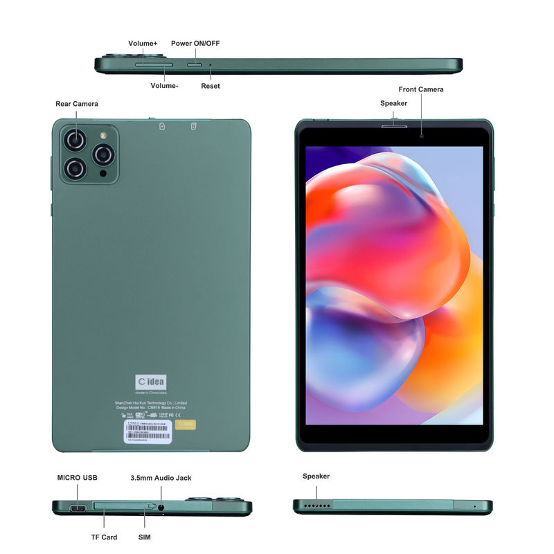 ایده C 8 اینچ Android Tablet PC با اندروید 12 OS Quad Core CPU 8GB RAM 512GB Storage IPS HD Display CM818 سبز