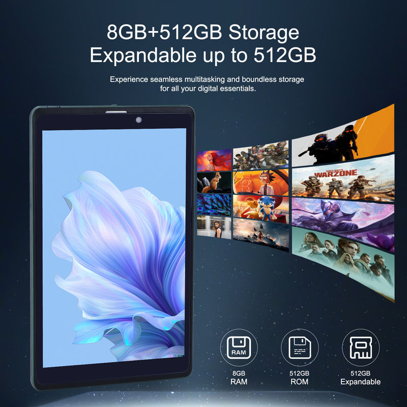 ایده C 8 اینچ Android Tablet PC با اندروید 12 OS Quad Core CPU 8GB RAM 512GB Storage IPS HD Display CM818 سبز