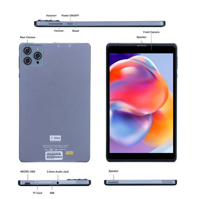 ایده C Android Tablet PC دوربین دوگانه 8 اینچ 1280x800 IPS صفحه نمایش HD Android 12 تبلت برای دانش آموز CM818 خاکستری