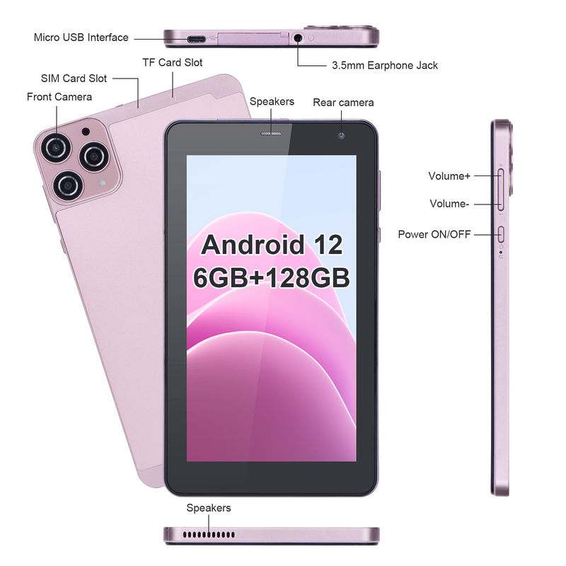 ایده C 7 اینچ تبلت های هوشمند اندرویدی 6+128GB Quad Core WiFi Tablet صفحه نمایش لمسی اچ دی برای نوجوانان CM515 ((رنگ صورتی)