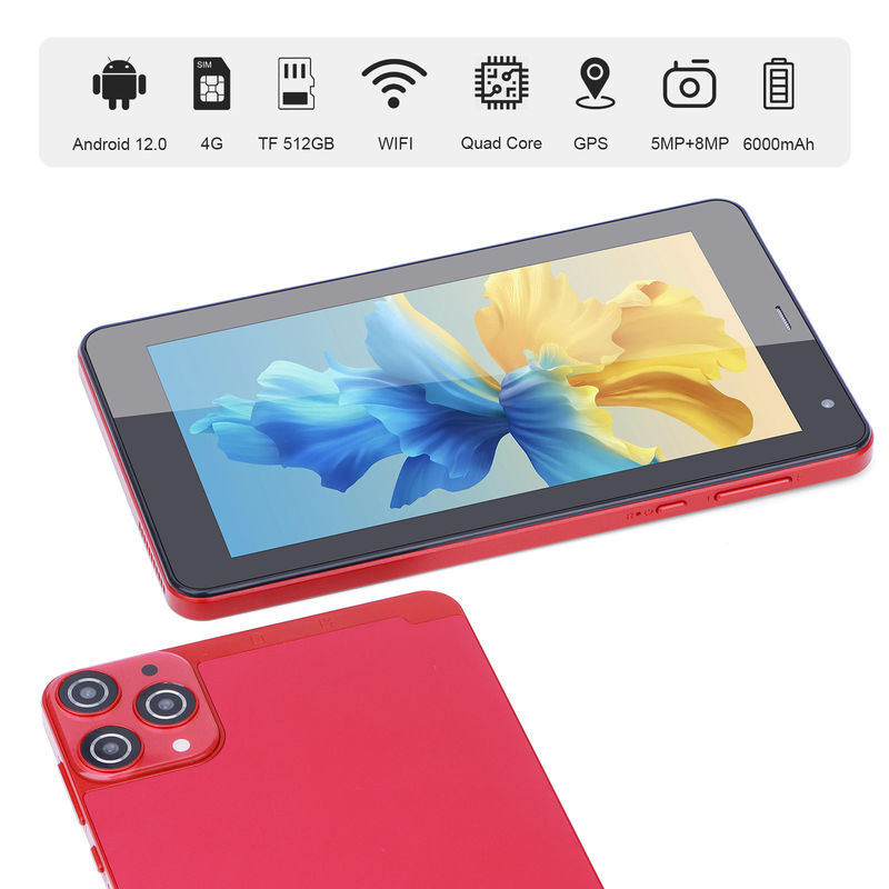 C Idea وای فای 5G تبلت 7 اینچ تبلت 6+128GB صفحه لمسی چهار هسته ای برای آموزش CM515 ((قرمز)