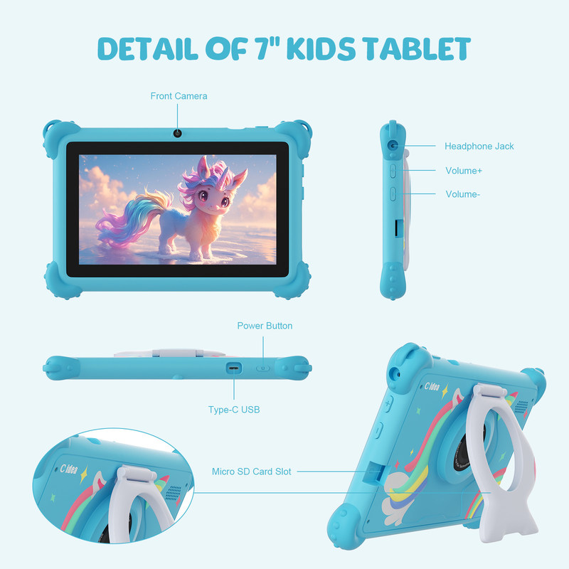 C Idea اندروید 12 Smart Kidspad 7 Inch Kids Tablet سنین 3-7 با دوربین دوگانه CM88