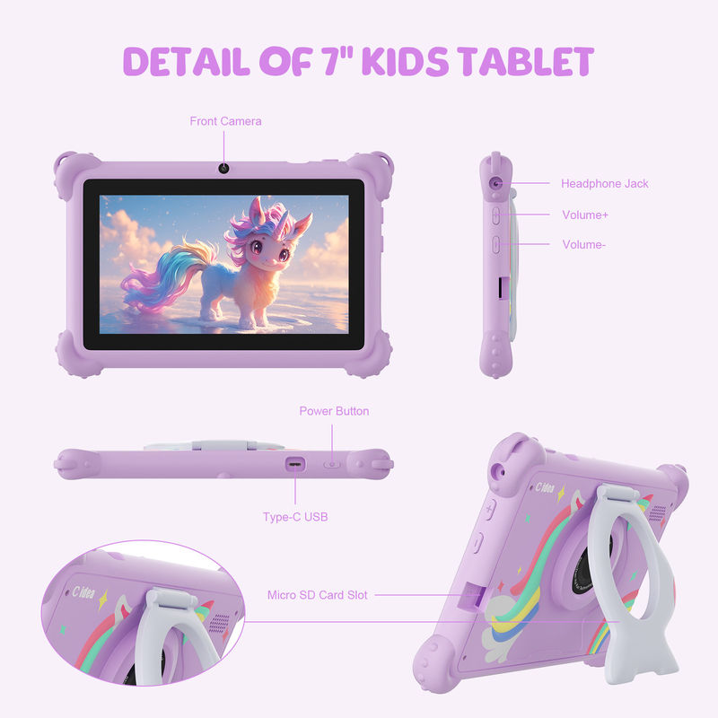 ایده C 7 اینچ بچه ها تبلت سنین 3-7 دوربین دوگانه IPS صفحه نمایش آموزشی kidsspad با کنترل والدین CM88