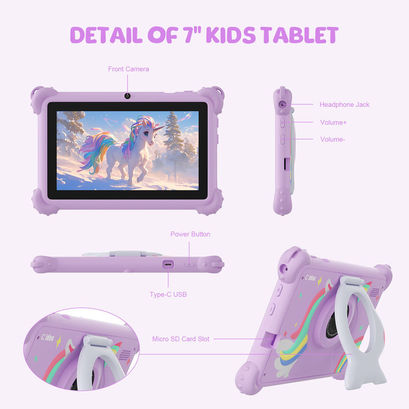 C idea 2024 Kids Tablet هدیه ایده آل با اندروید 12 اپلیکیشن های آموزشی و کیف ماندگار Tablet Kidspad CM88