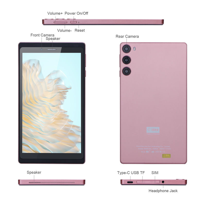C Idea اندروید 12 تبلت 6GB رم 128GB رم با سیم کارت 7 اینچ تبلت PC برای دانش آموزان CM525 صورتی