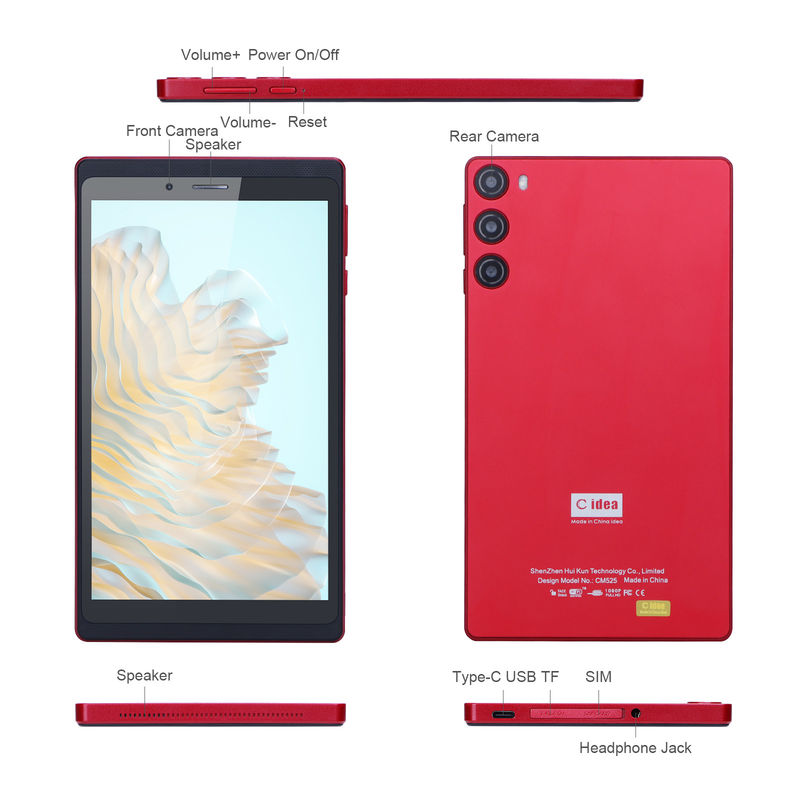 C Idea 7 Inch Tablet 512GB با سیم کارت Android Tablet PC برای دانش آموزان یادگیری CM525 قرمز