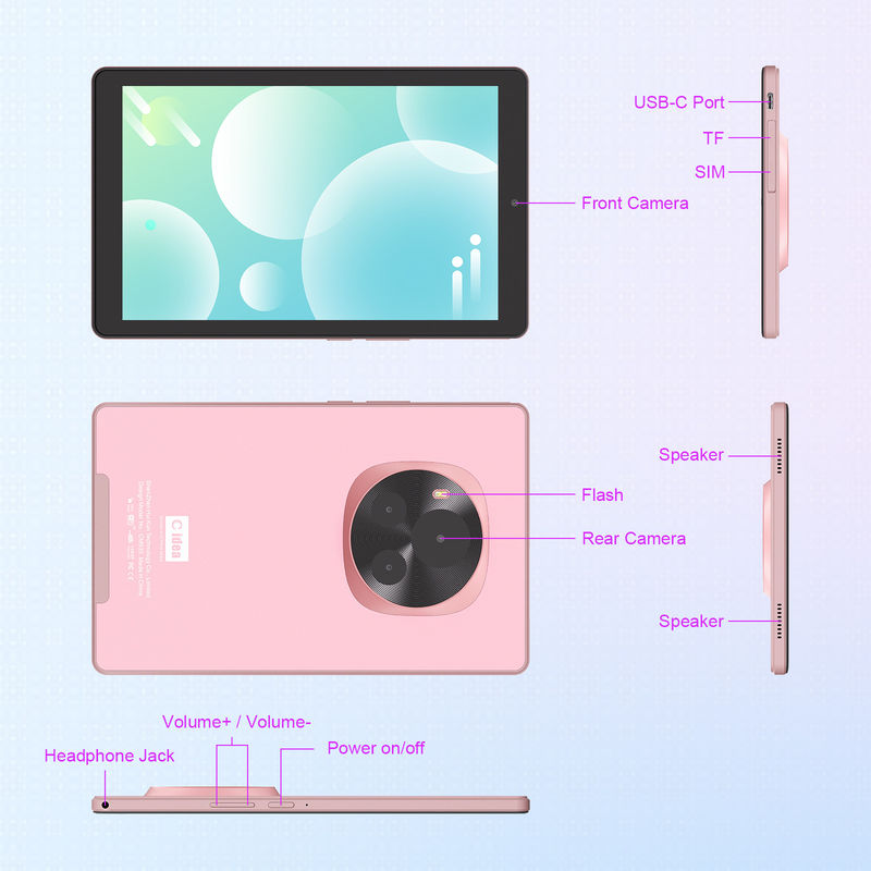 ایده C Android Tablet 800x1280 IPS Screen پشتیبانی سیم کارت 9 اینچ Tablet PC با کیس CM935 صورتی