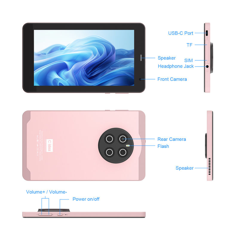 C Idea 7 اینچ تبلت با سیم کارت وای فای Android Tablet PC برای دانش آموزان CM518 پرو صورتی