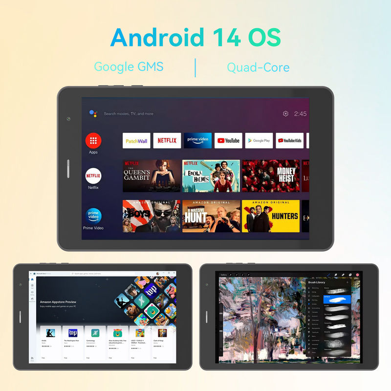 C Idea Quad Core Android Tablet قابل حمل 8 اینچ Tablet برای دانش آموزان با سیم کارت CM828 سیاه
