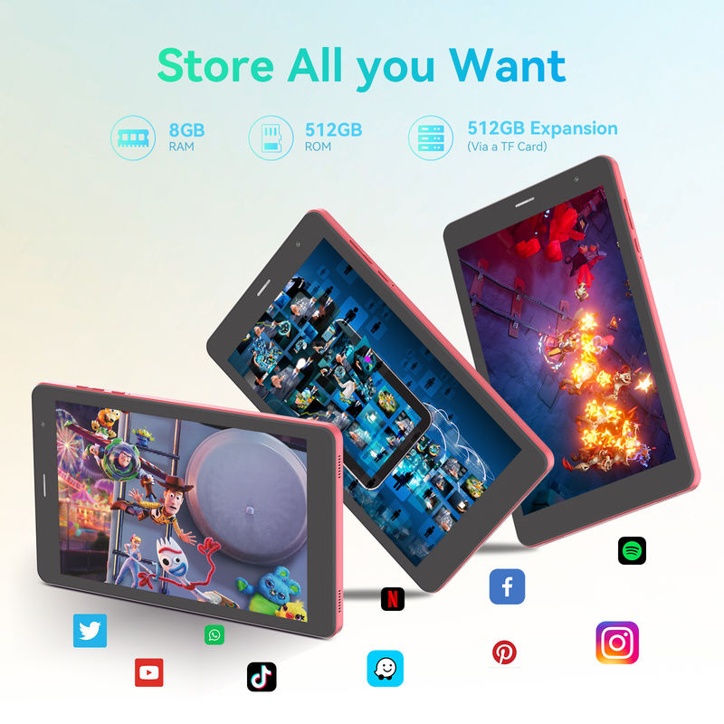 C Idea 5g Android Tablet 8+512gb 8 Inch Tablet برای دانش آموزان با سیم کارت و وای فای Cm828 قرمز