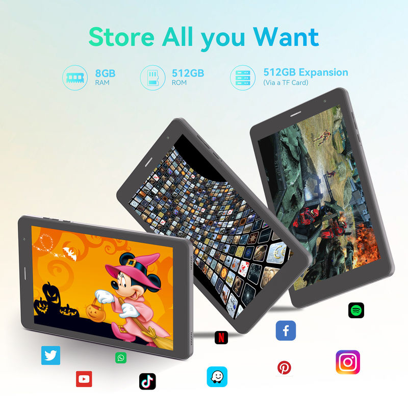 C Idea ODM 8 Inch 8+512gb 8000mah 5+8MP دوربین دوگانه اندروید تبلت PC با سیم کارت برای دانش آموزان CM828 سیاه