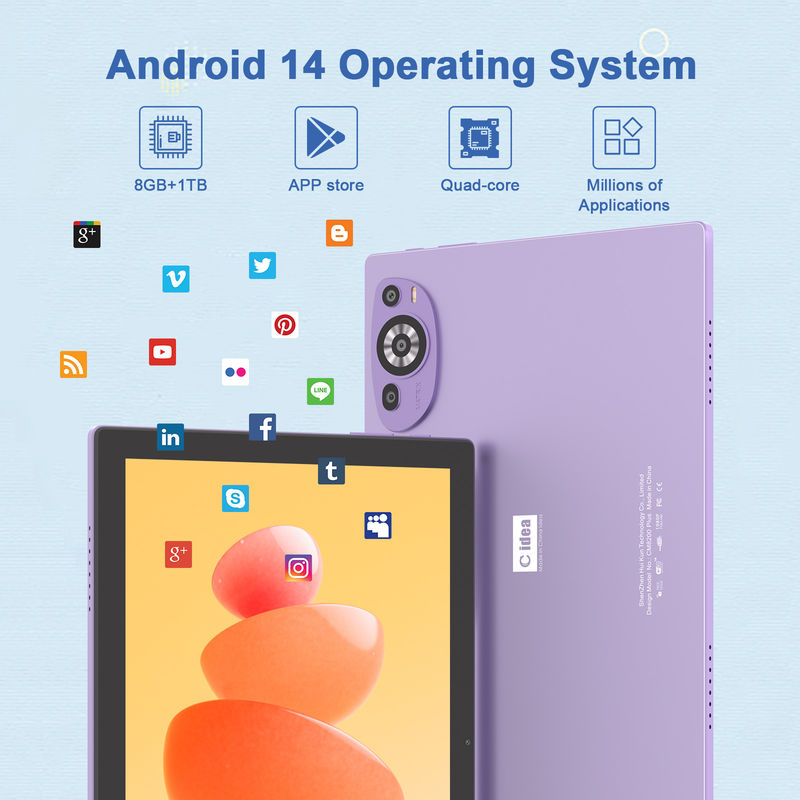 C Idea 10 اینچ اندروید 14 تبلت آموزشی 512GB برای دانش آموزان با پشتیبانی سیم کارت CM8200Plus بنفش