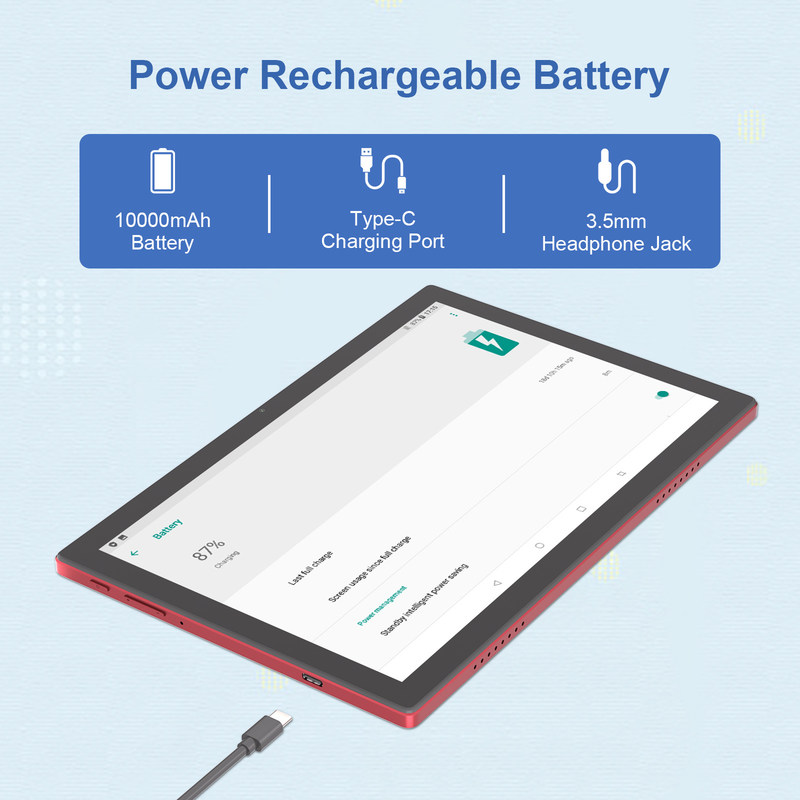 C Idea 10.1 اینچ اندروید 14 Smart Tablet PC با پشتیبانی دو سیم کارت CM8200Plus قرمز