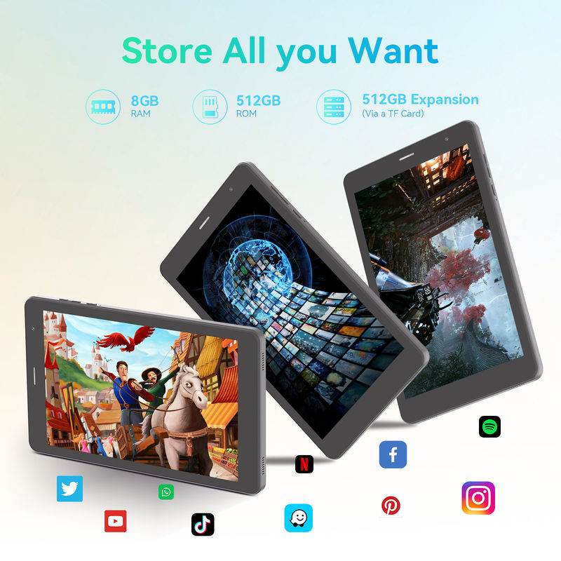 C Idea Quad Core Android Tablet قابل حمل 8 اینچ برای دانش آموزان با صفحه کلید CM828 سیاه