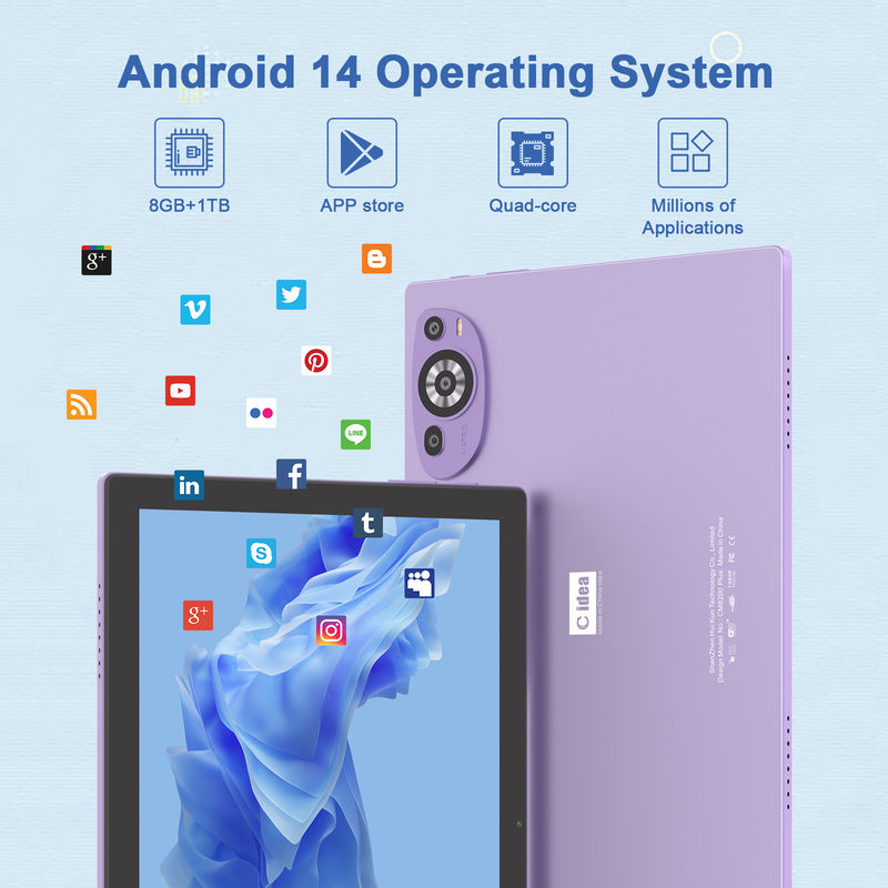 C Idea 10 اینچ 512GB Android 14 تبلت آموزشی برای دانش آموزان با سیم کارت CM8200Plus بنفش