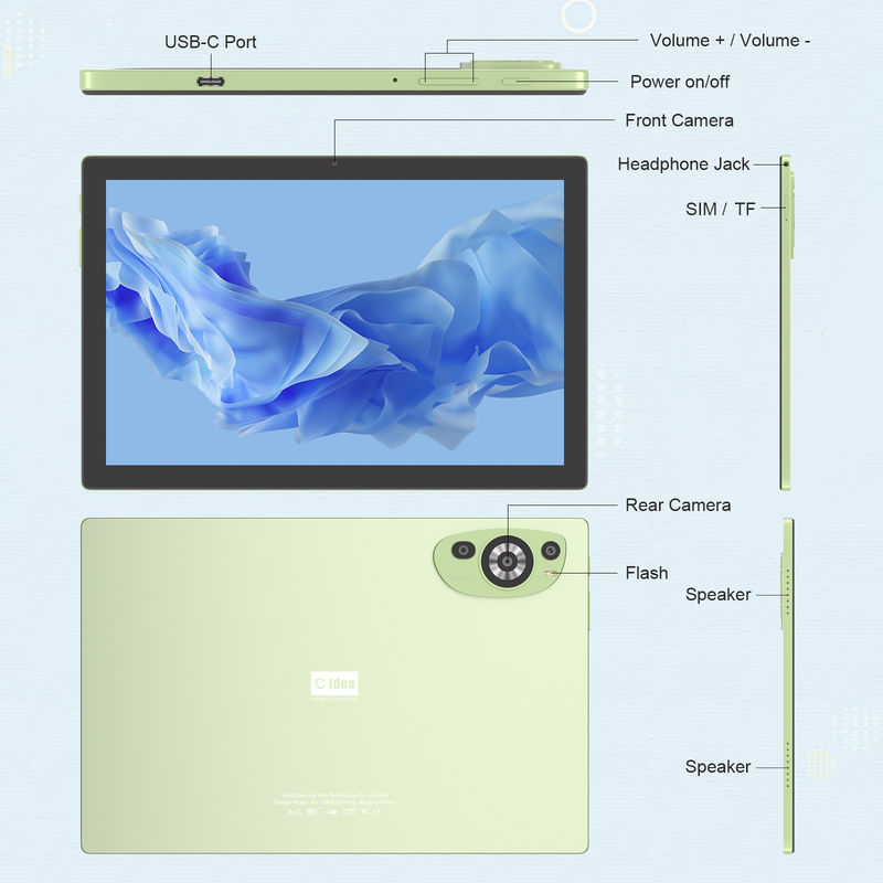 C Idea WIFI Android 14 تبلت های صفحه لمسی با صفحه کلید و ماوس CM8200plus سبز