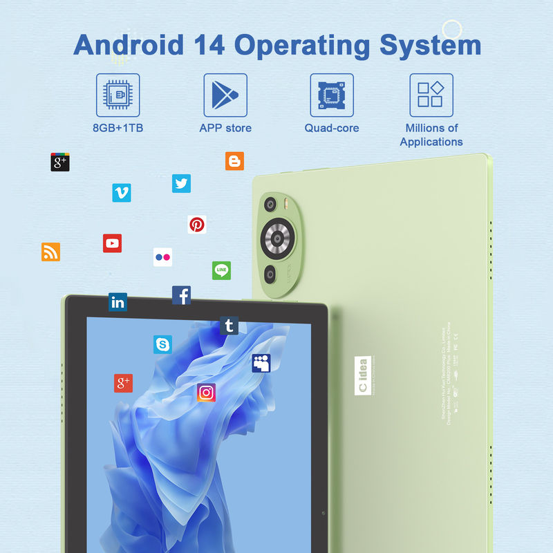 C Idea WIFI Android 14 تبلت های صفحه لمسی با صفحه کلید و ماوس CM8200plus سبز