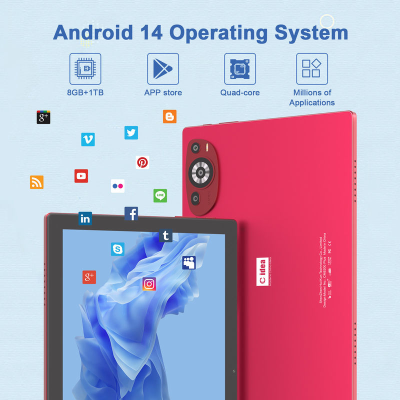 C Idea 10.1 اینچ اندروید 14 Smart Tablet PC با دو سیم کارت و قلم CM8200Plus قرمز